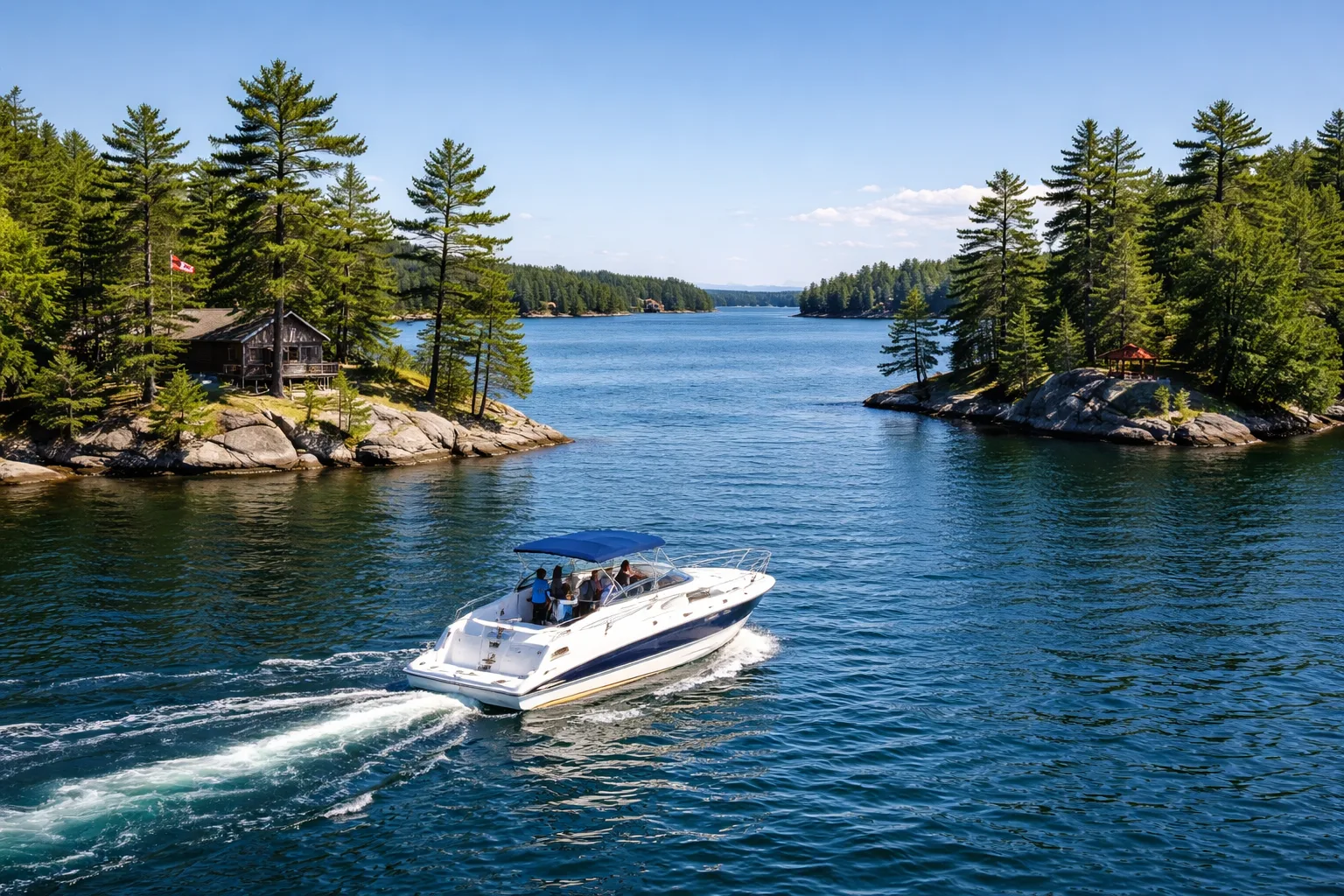 Lake Nipissing from North Bay with urban waterfront and Algoma mountains behind