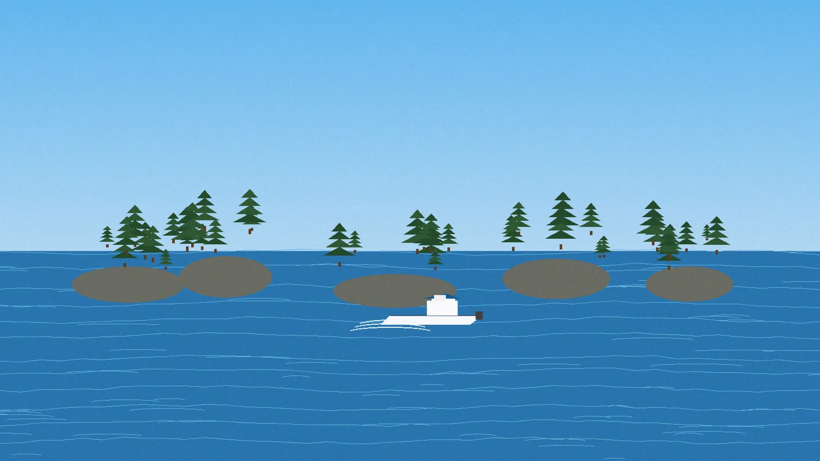 St. Lawrence River near Cornwall with wide channel, islands and hydro dam in distance